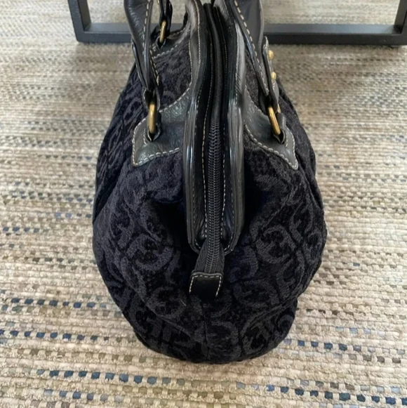 Fossil Black Velour Satchel Tote Limited Edition Bag